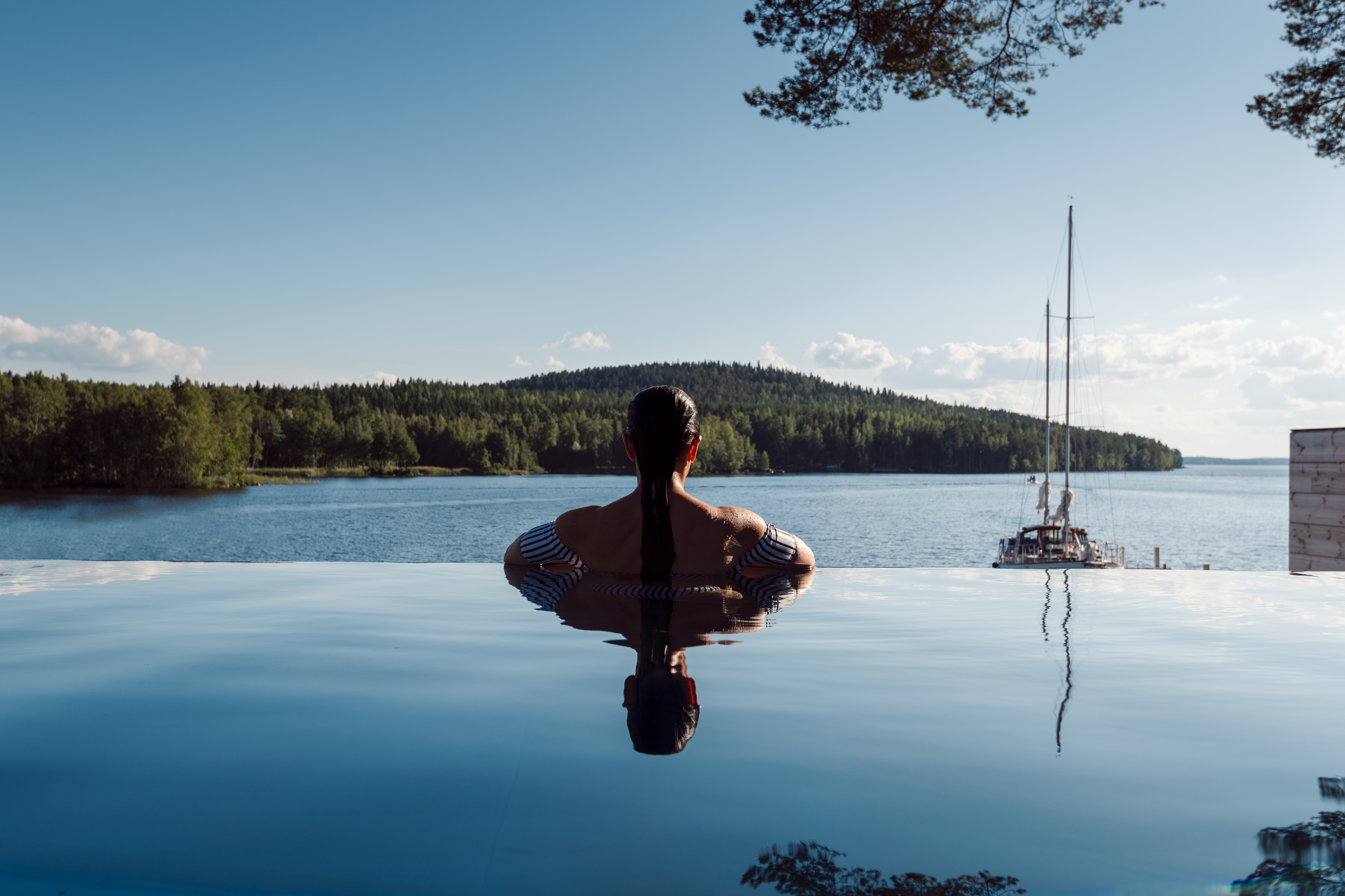 Person swimming in Finland