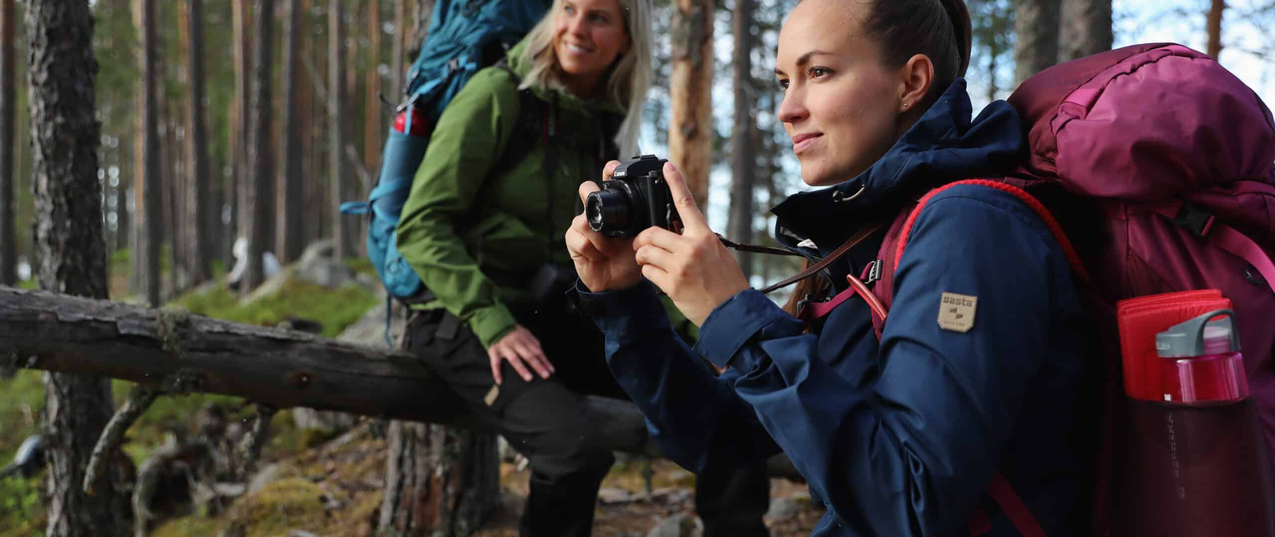 Two hikers in Lakeland Finland in Norther Karelia