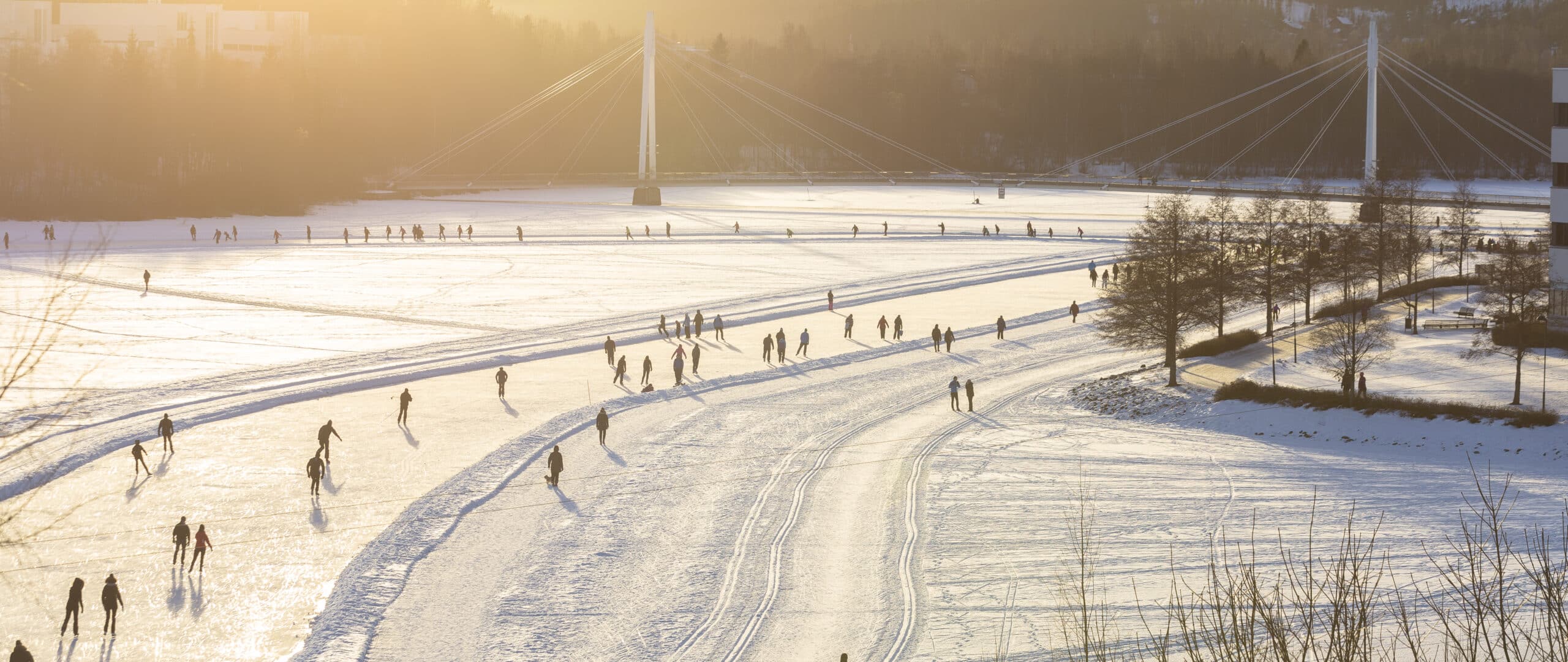 People skating on a frozen lake in Jyväskylä